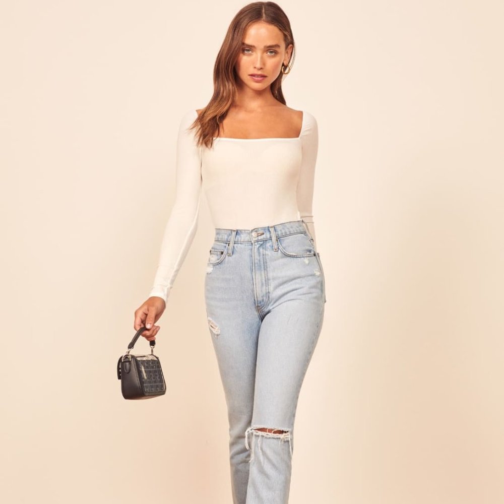 Reformation GAIA White Body Suit XS